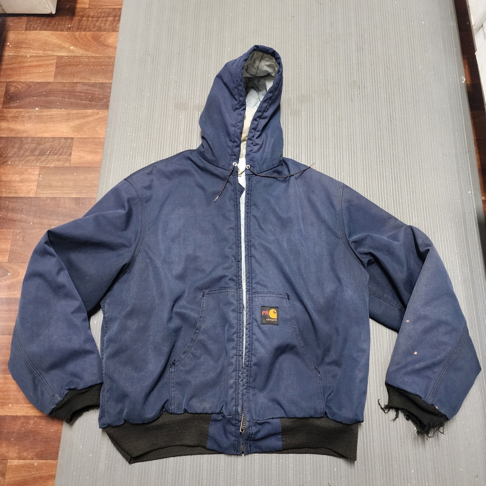 Carhartt FR Hoody Distressed Thrashed Men's Blue Hooded Jacket
